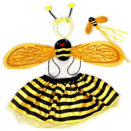 Children Halloween Christmas Party Bee Ladybug Wings cosplay outfits for boys girls Angel Event Show Costume Dancing Ladybug Four Pieces Yellow Show Stage Props 